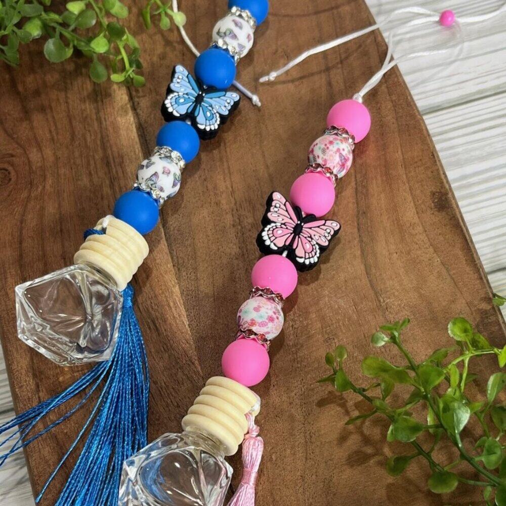 Elegant Beaded Oil Diffuser Car Charm Butterfly Design (Oil Not Inc)